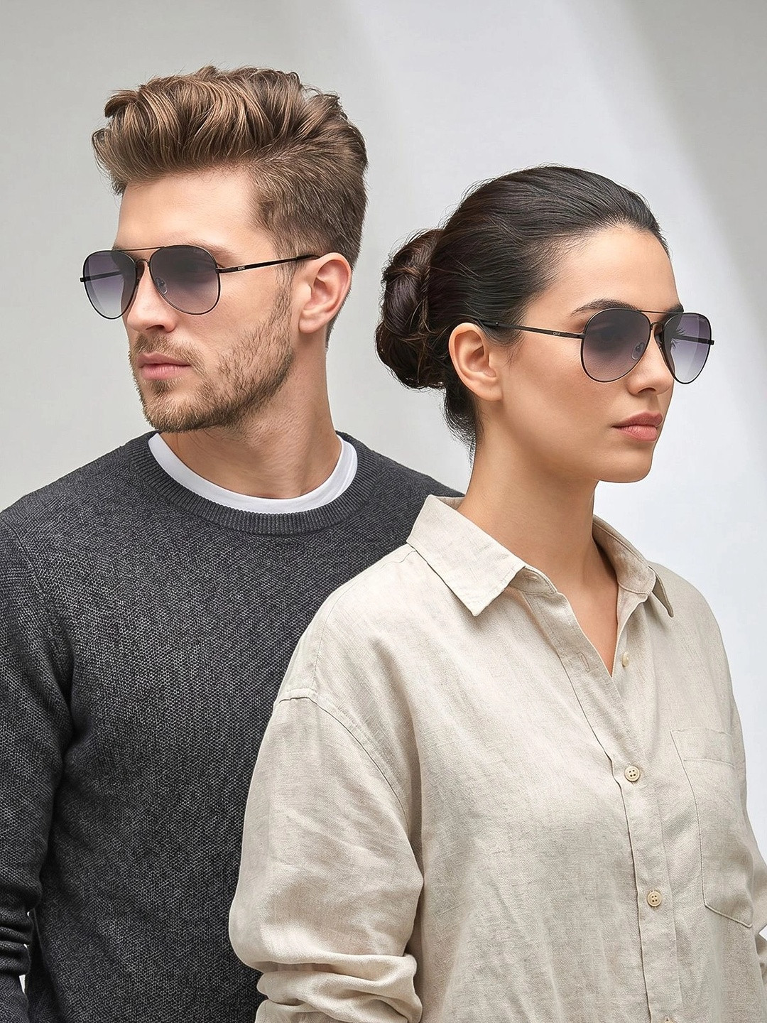 IDEE Unisex Black Lens & Black Aviator Sunglasses with UV Protected Lens