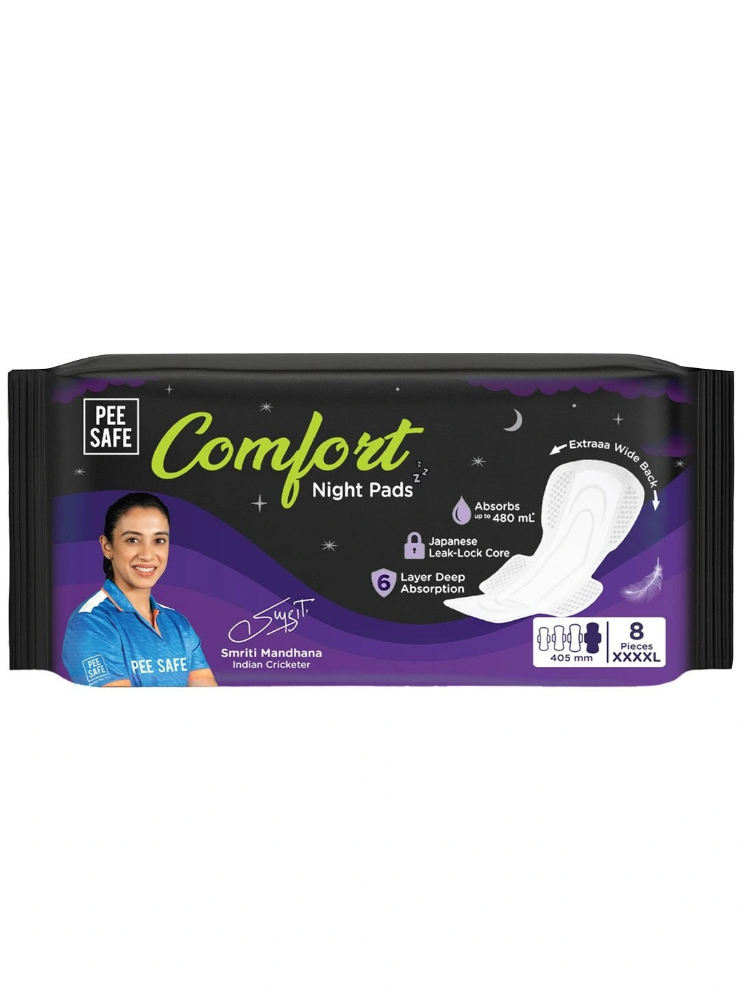 PEESAFE Comfort All Night 6 Layer Deep Absorption Extra Long Pads - 8 Pads XXXXL