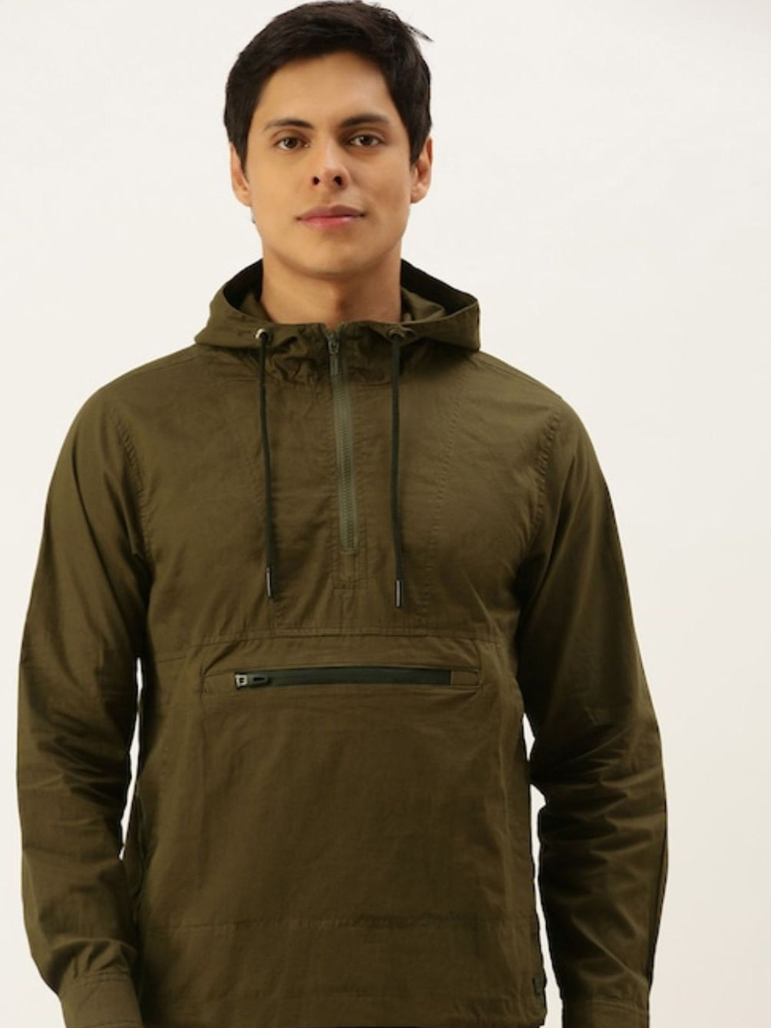 CAHOOT Men Olive Green Hooded Sweatshirt
