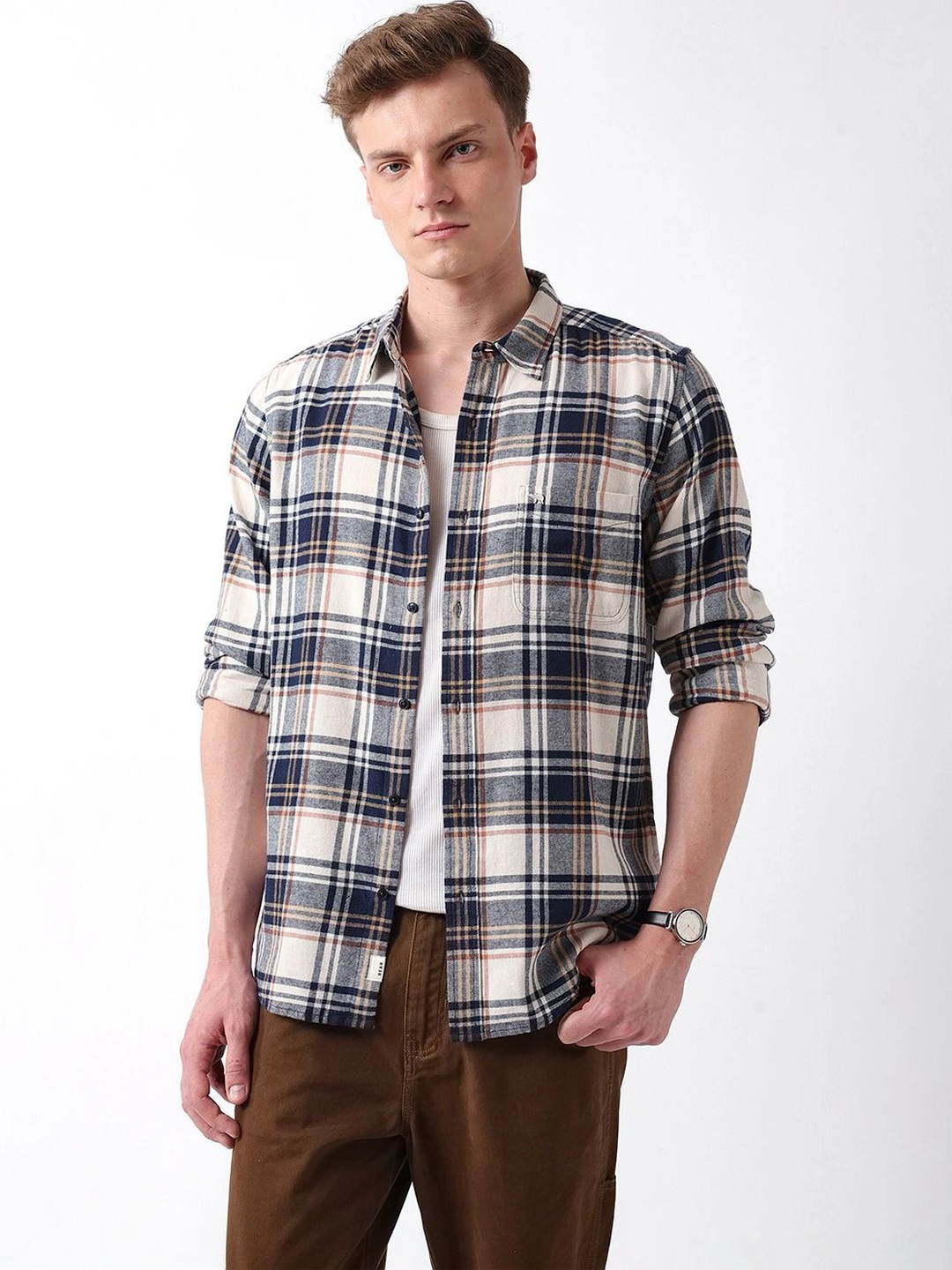 THE BEAR HOUSE Men Tartan Checks Checked Casual Shirt