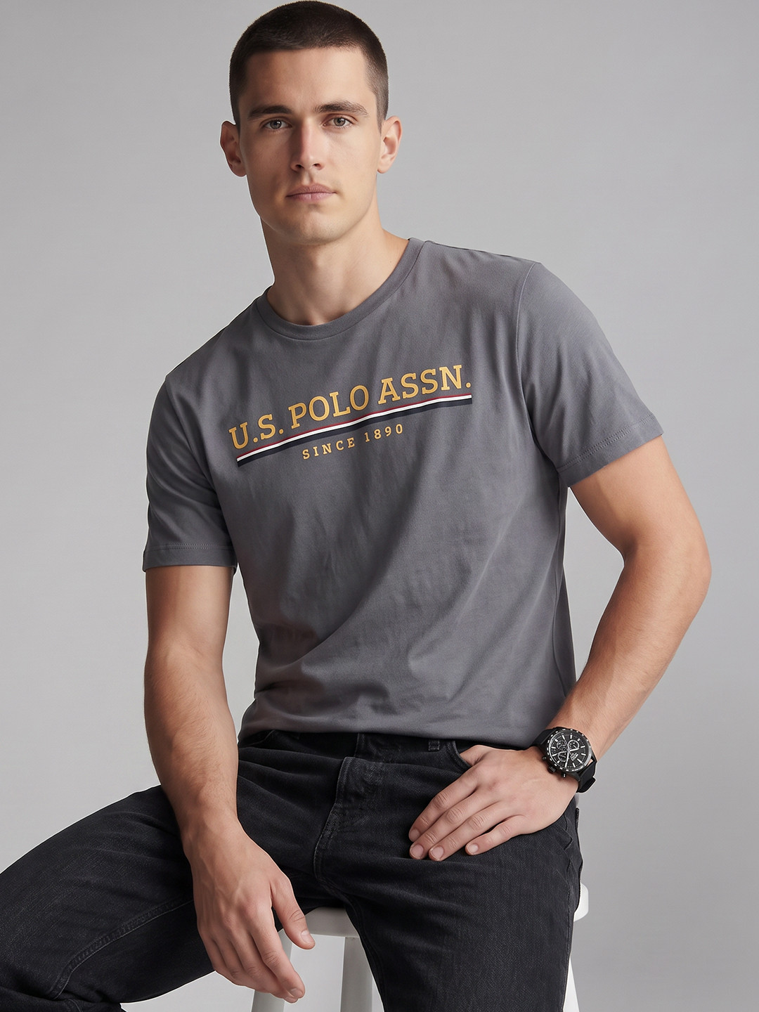 U.S. Polo Assn. Brand Logo Printed Pure Cotton T-shirt