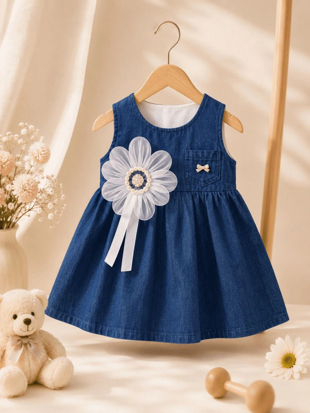 shyamcollections Applique Denim A-Line Dress