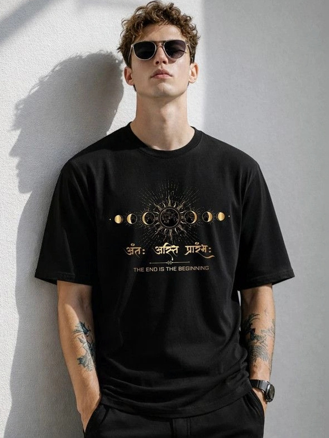 9TUNKI Men Typography Printed Pure Cotton T-shirt