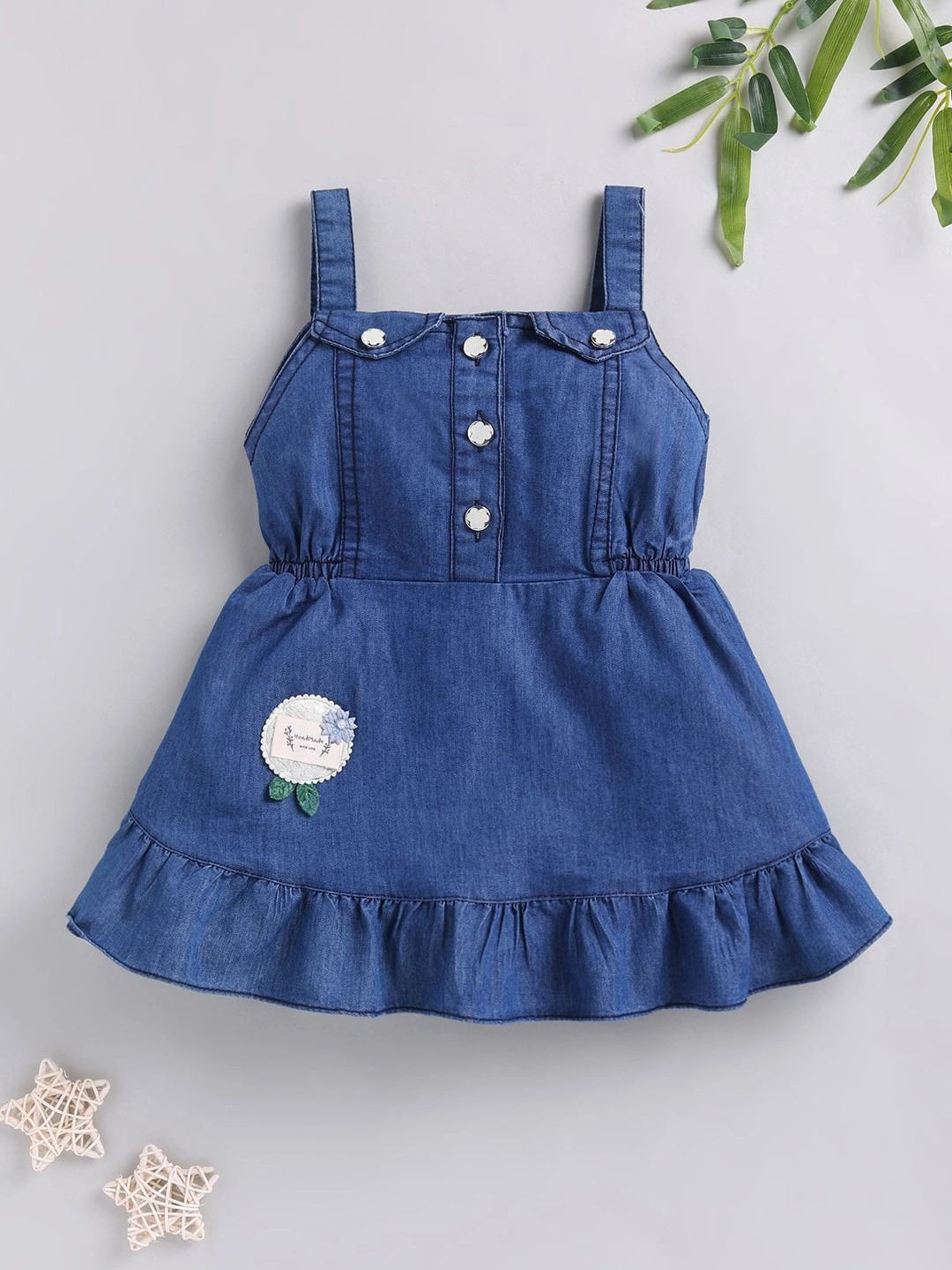 LACKii DOLL Ruffled Denim A-Line Dress