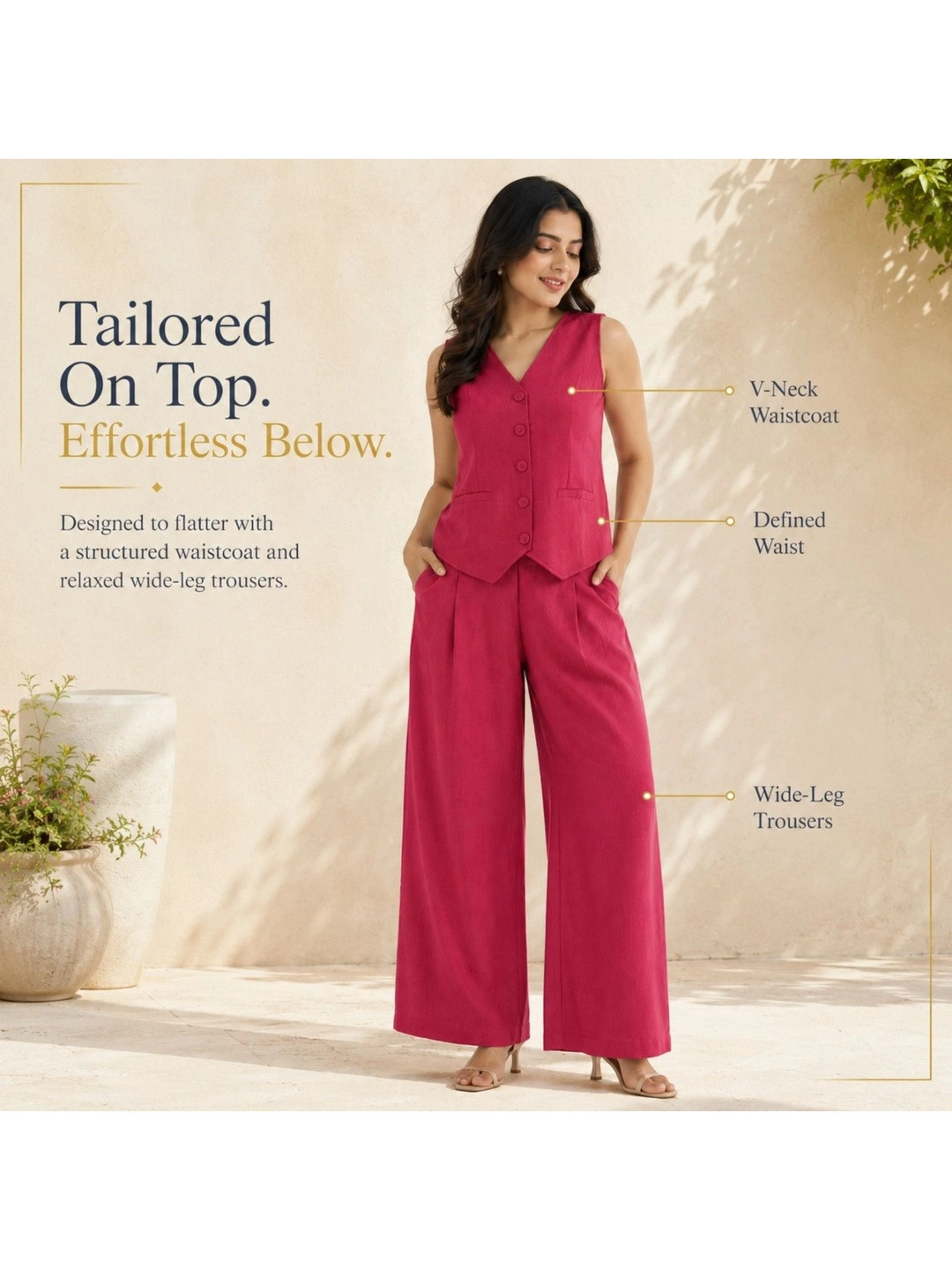 kapsmaa Creation Cotton Solid Top with Trousers