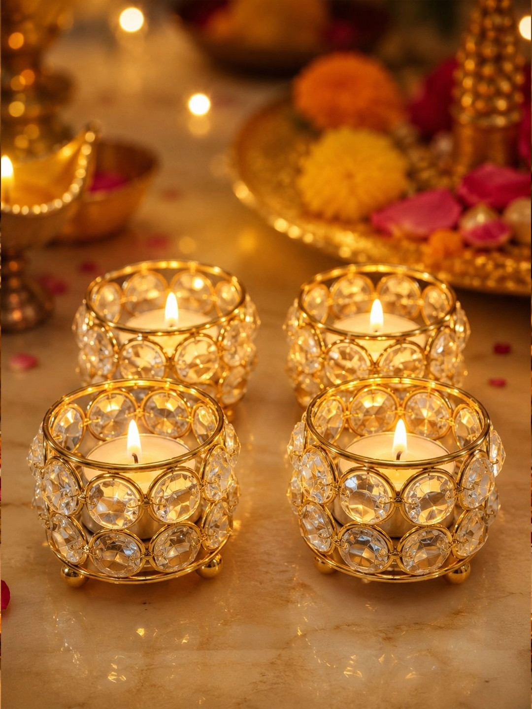 EasyERA Gold-Toned Set of 4 Candle Holder