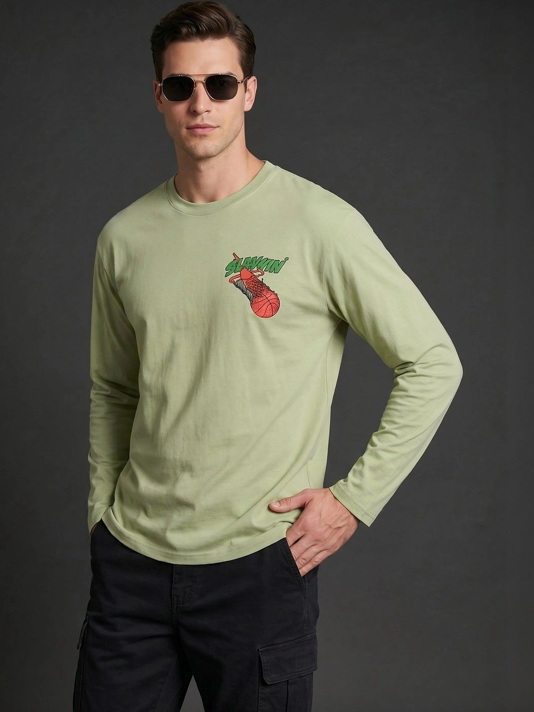 VEIRDO Men Printed Pure Cotton T-shirt