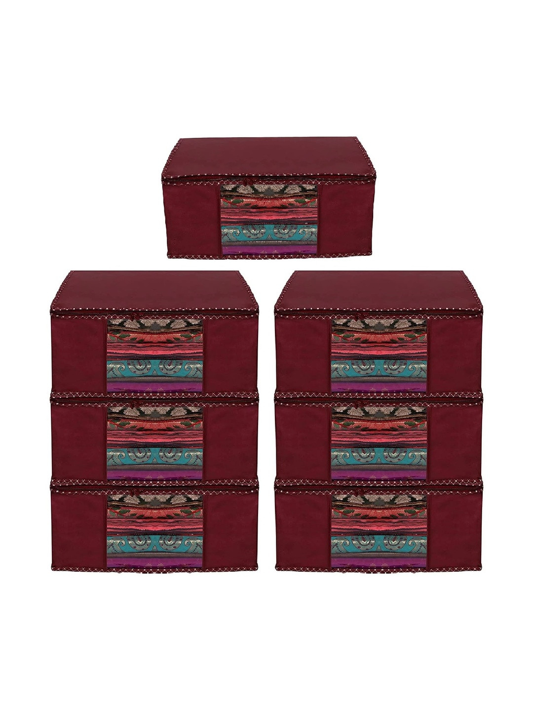AARON INC Maroon Set of 6 Reusable Multi-Utility Organisers