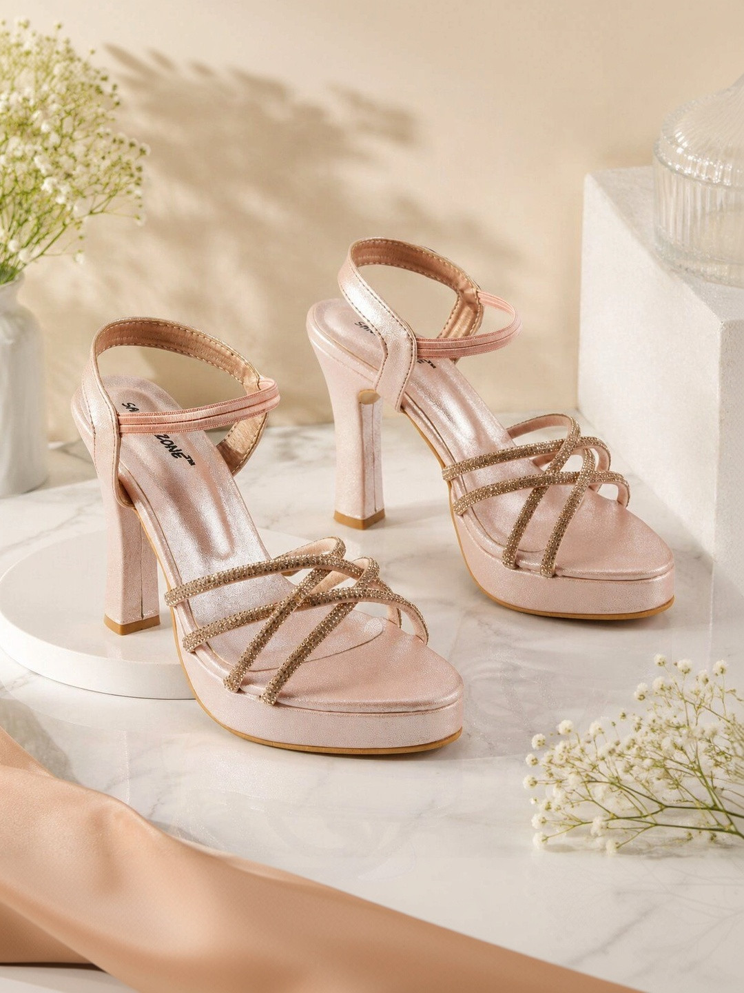 SANDALZONE Textured Party Block Sandals
