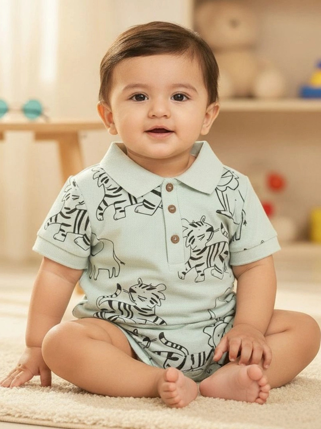V-Mart Boys Printed Polo Collar T-shirt