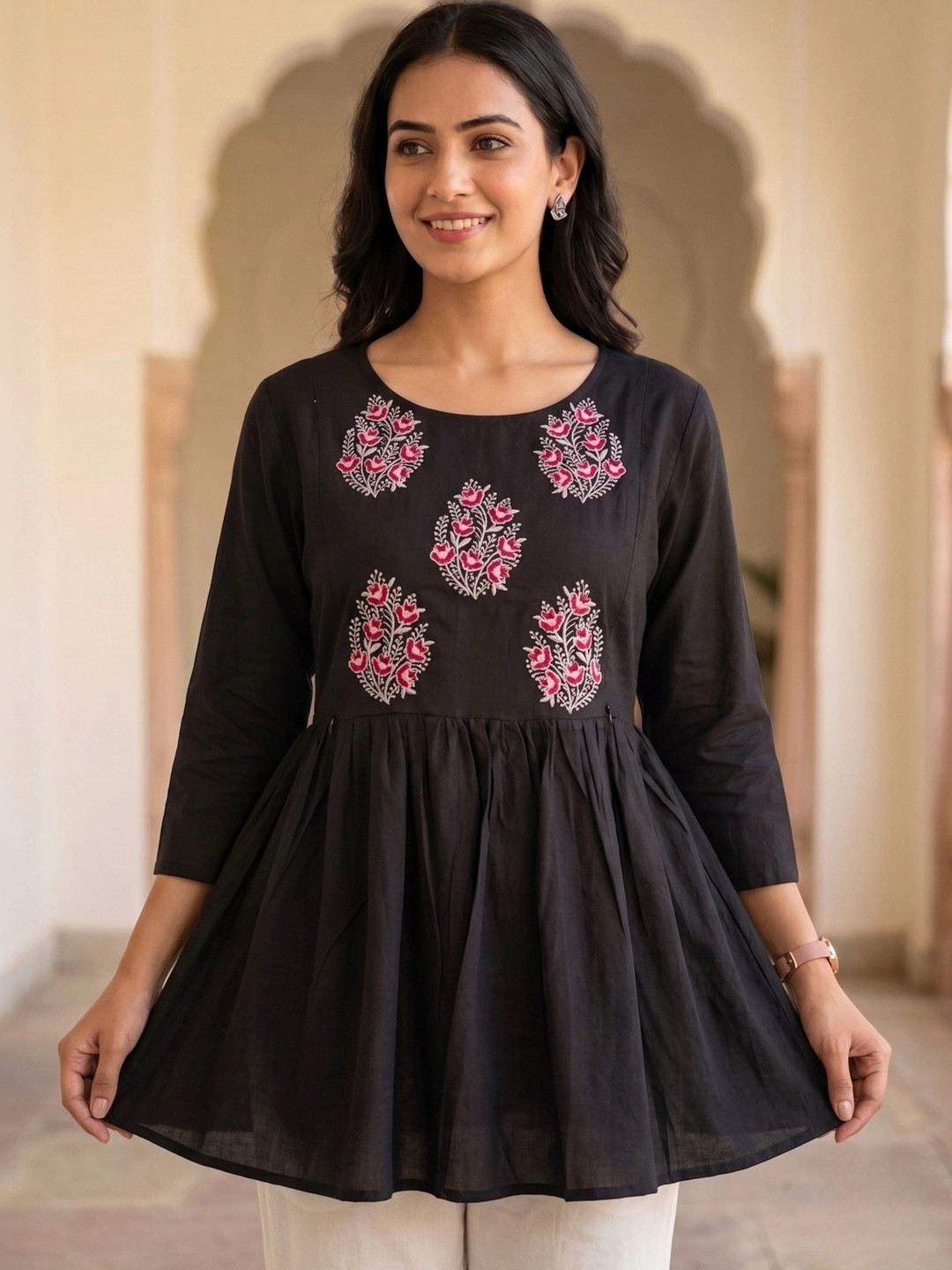 Vaidiki Floral Embroidered Top