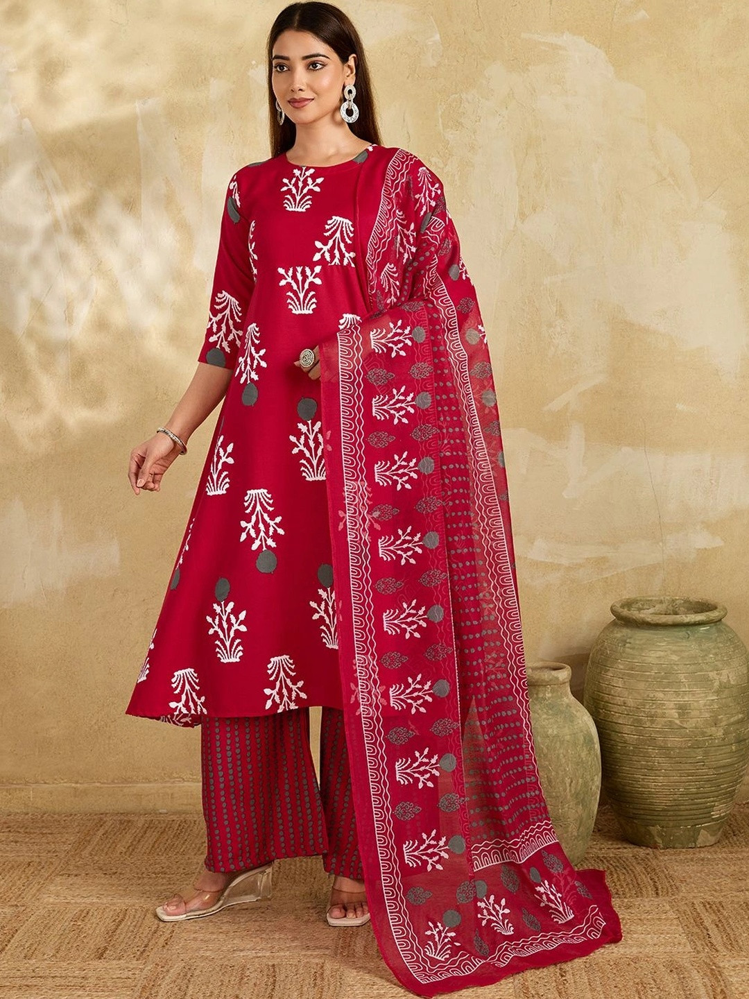 Chhipa Prints Women Ethnic Motifs Printed Regular Kurta with Palazzos & With Dupatta