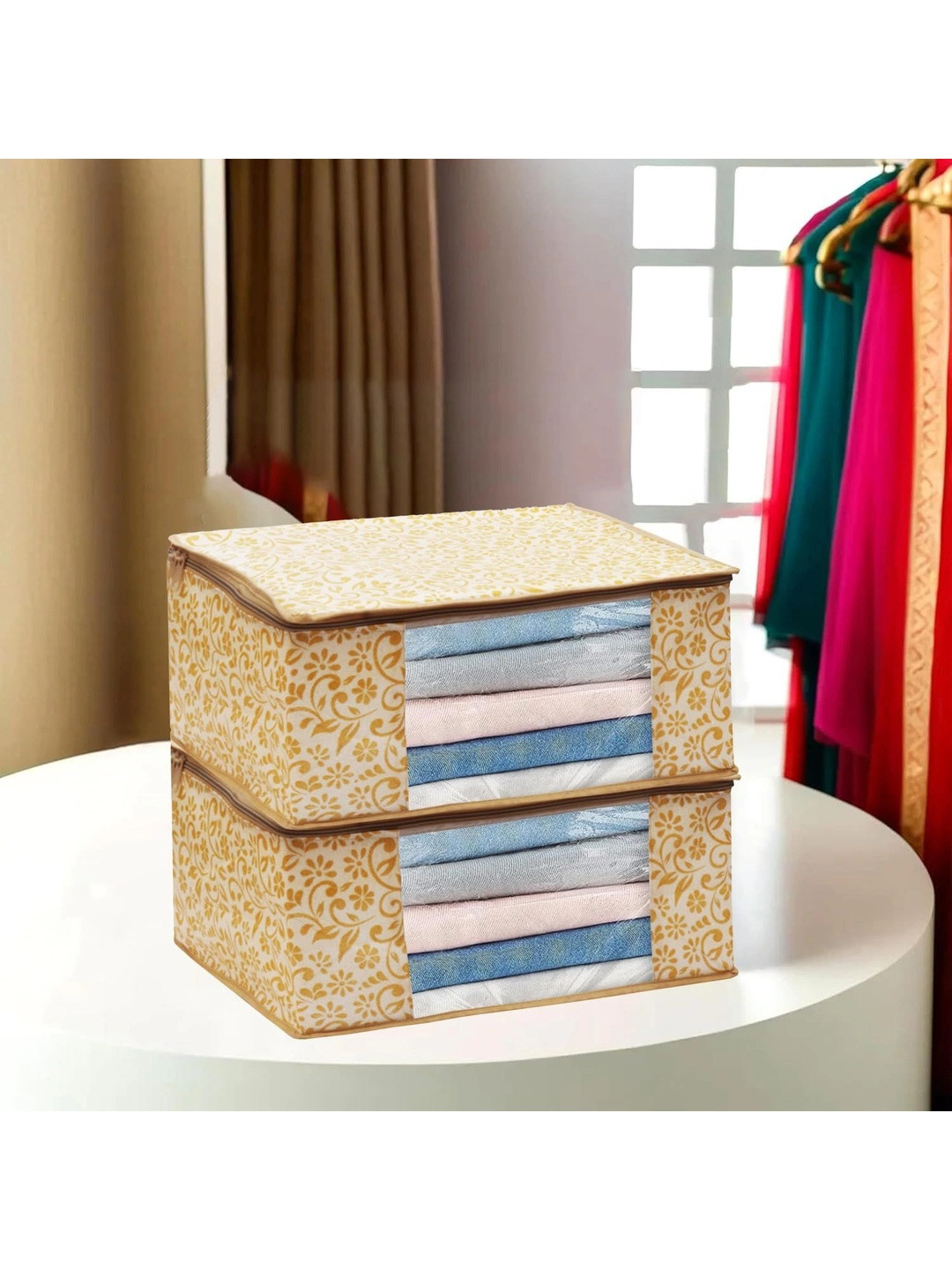 AARON INC Beige Set of 2 Reusable Multi-Utility Organisers