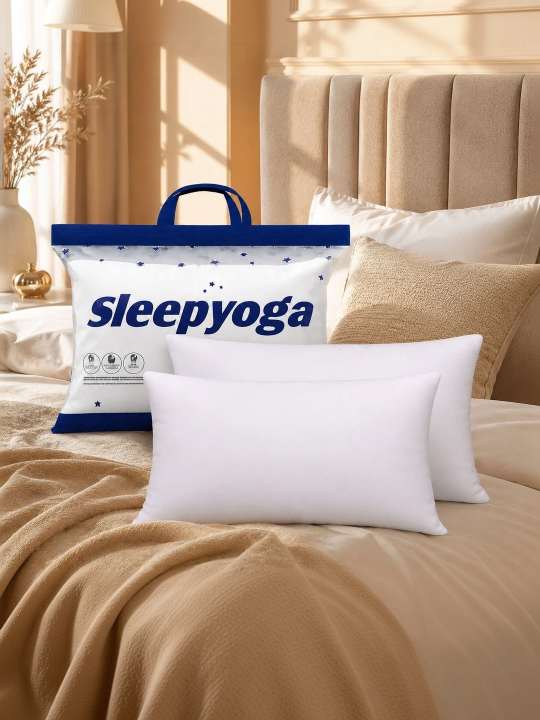 sleepyoga White Fibre Filled Microfibre Sleep Pillow
