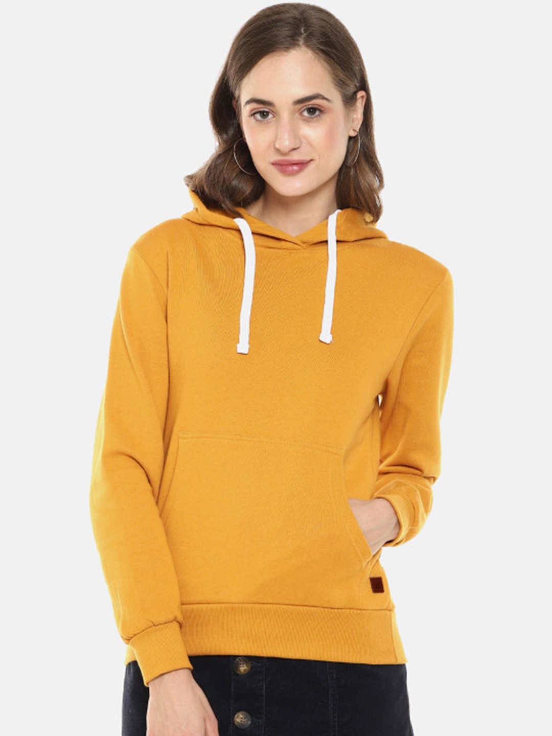 PINACOLADA Women Mustard Hooded Sweatshirt
