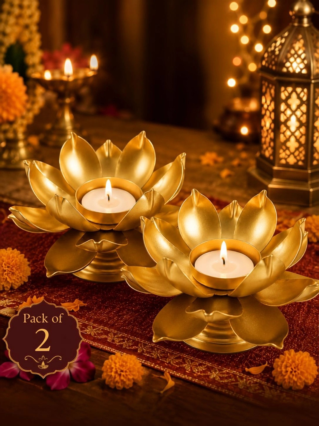 EasyERA Gold-Toned Set of 2 Candle Holder