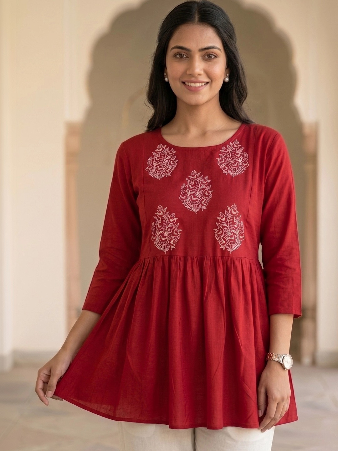 Vaidiki Embellished Embroidered Peplum Top