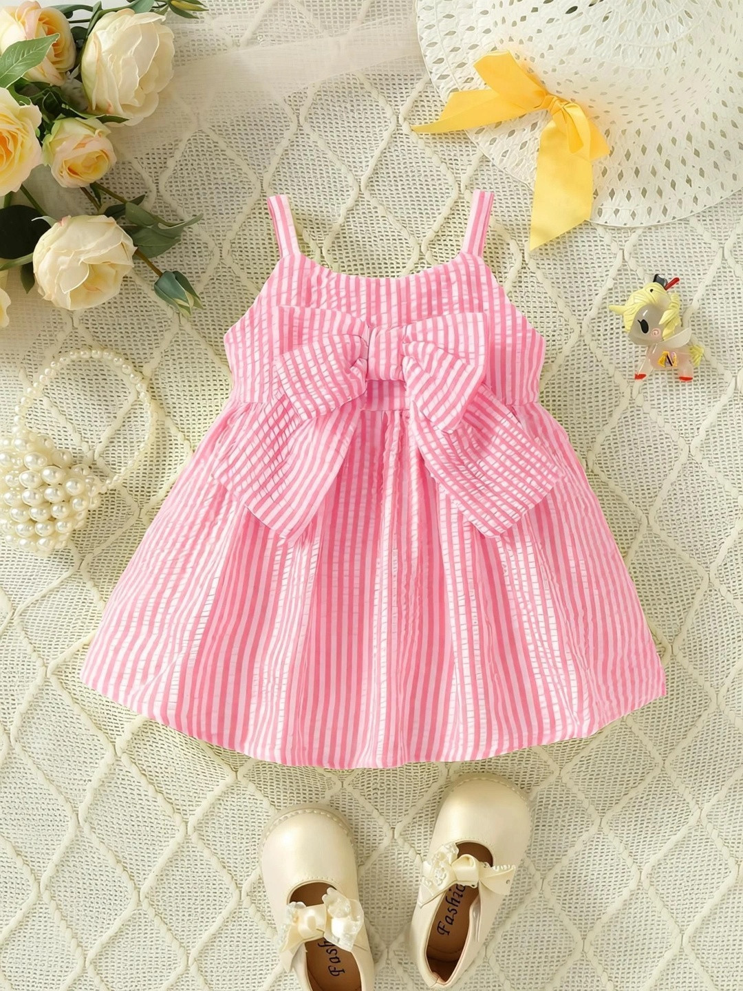 Sweety Rani Gingham Pattern Front Bow A-Line Dress