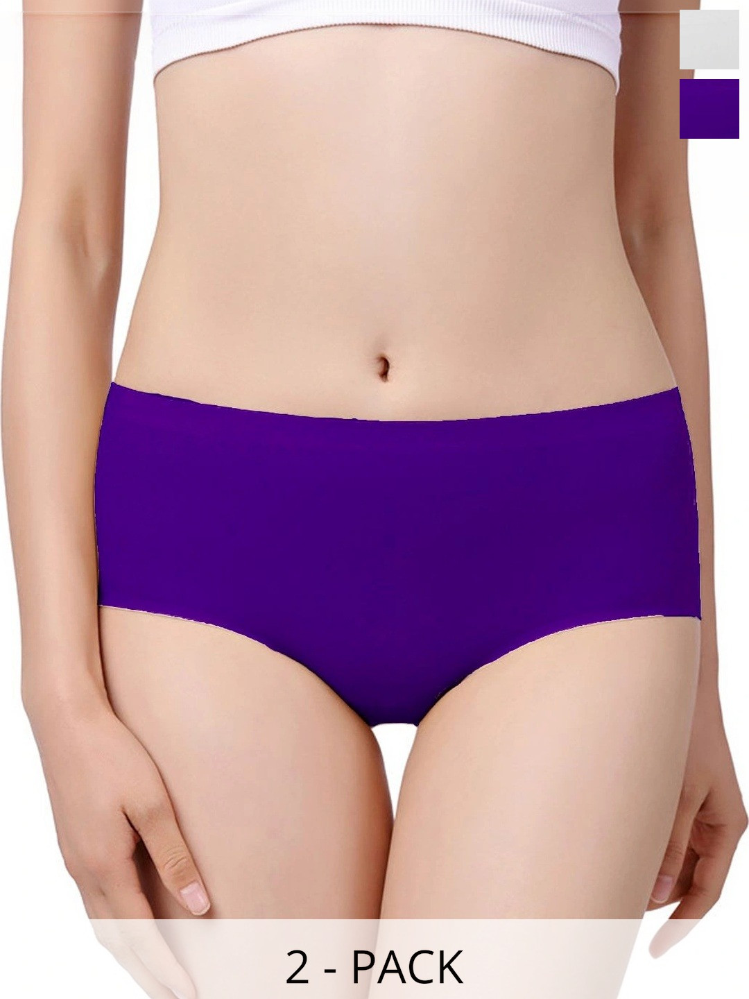 Fimalia Women Pack of 2 Seamless Assorted Basic Briefs