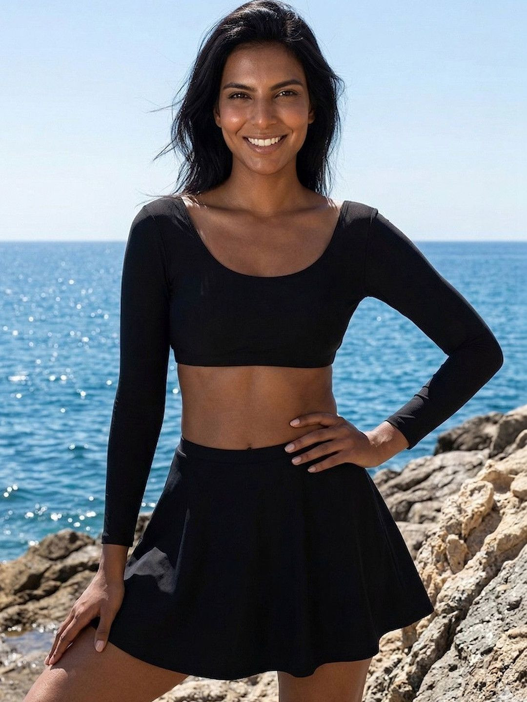 Aoba Full Sleeve Swim Top with Swim Skirt