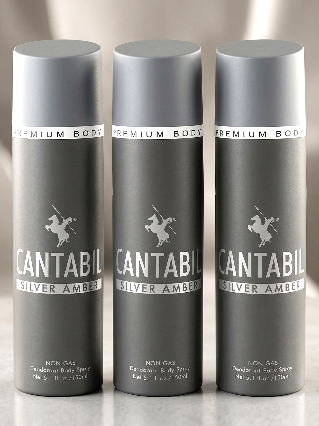 Cantabil Set Of 3 Silver Amber Unisex Deodorants 150ml Each