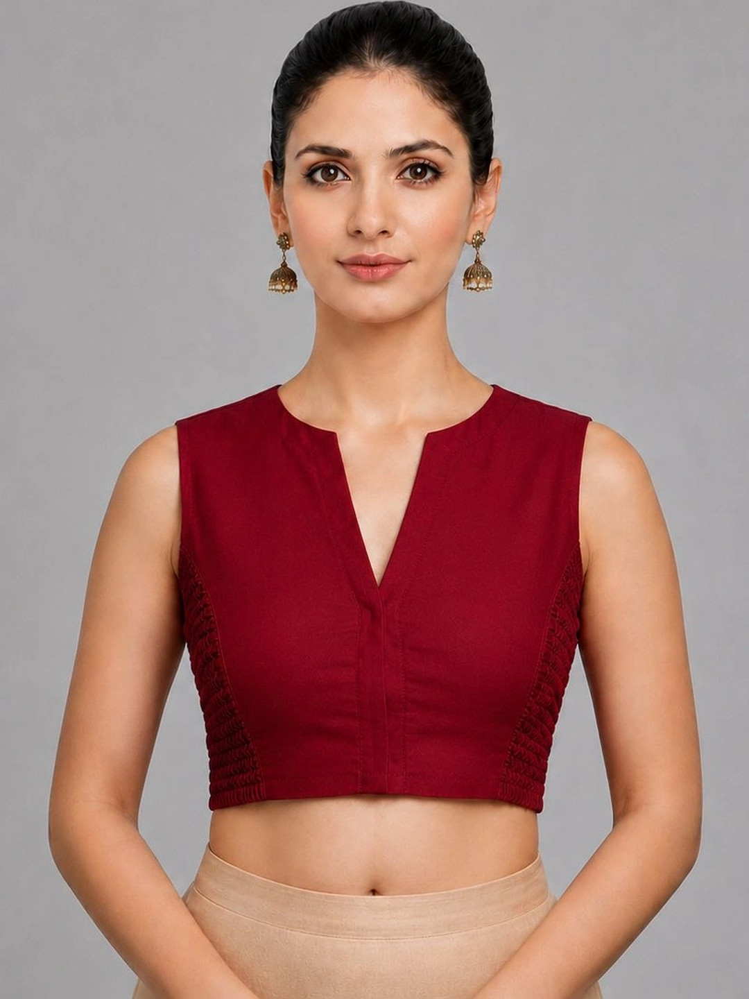 PUJIA MILLS Silk Solid Saree Blouse