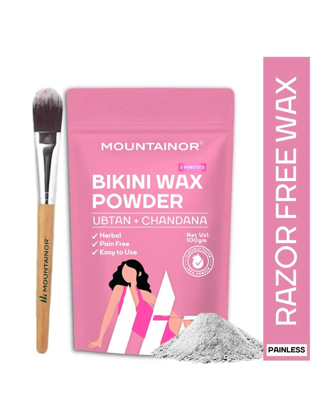 MOUNTAINOR Bikini Wax Powder For Hair Removal With No Harmful Chemical - 100g