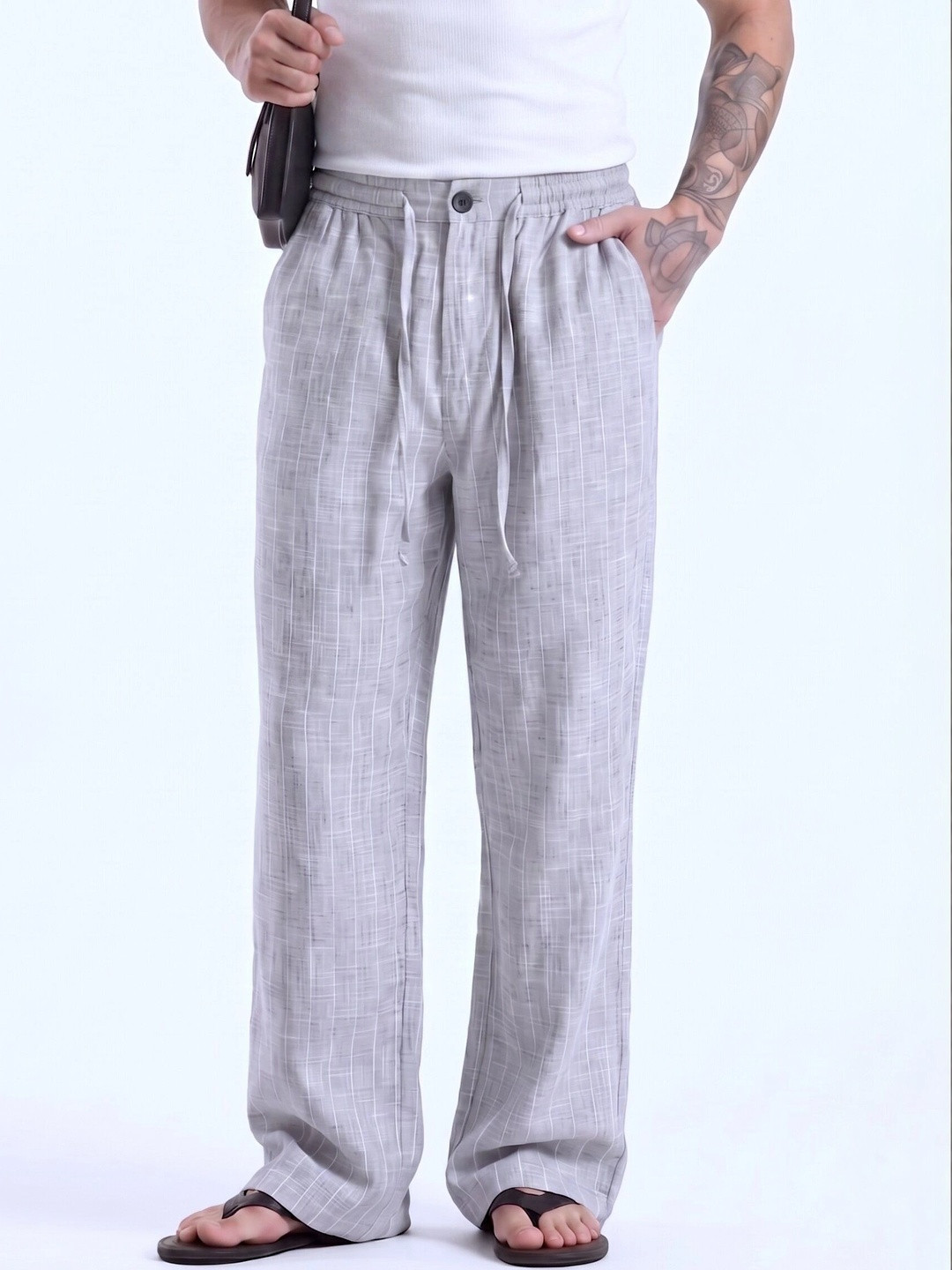 SAINT PEACH Men's Relaxed Fit Cotton Linen Pant