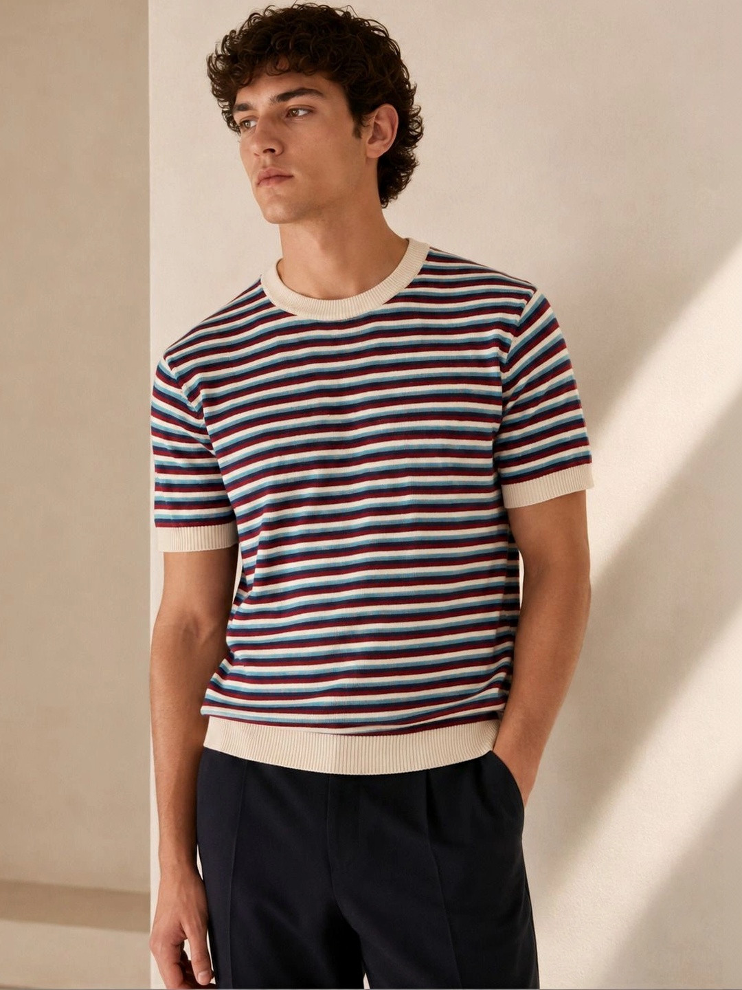 ULUPZ Men Striped T-shirt