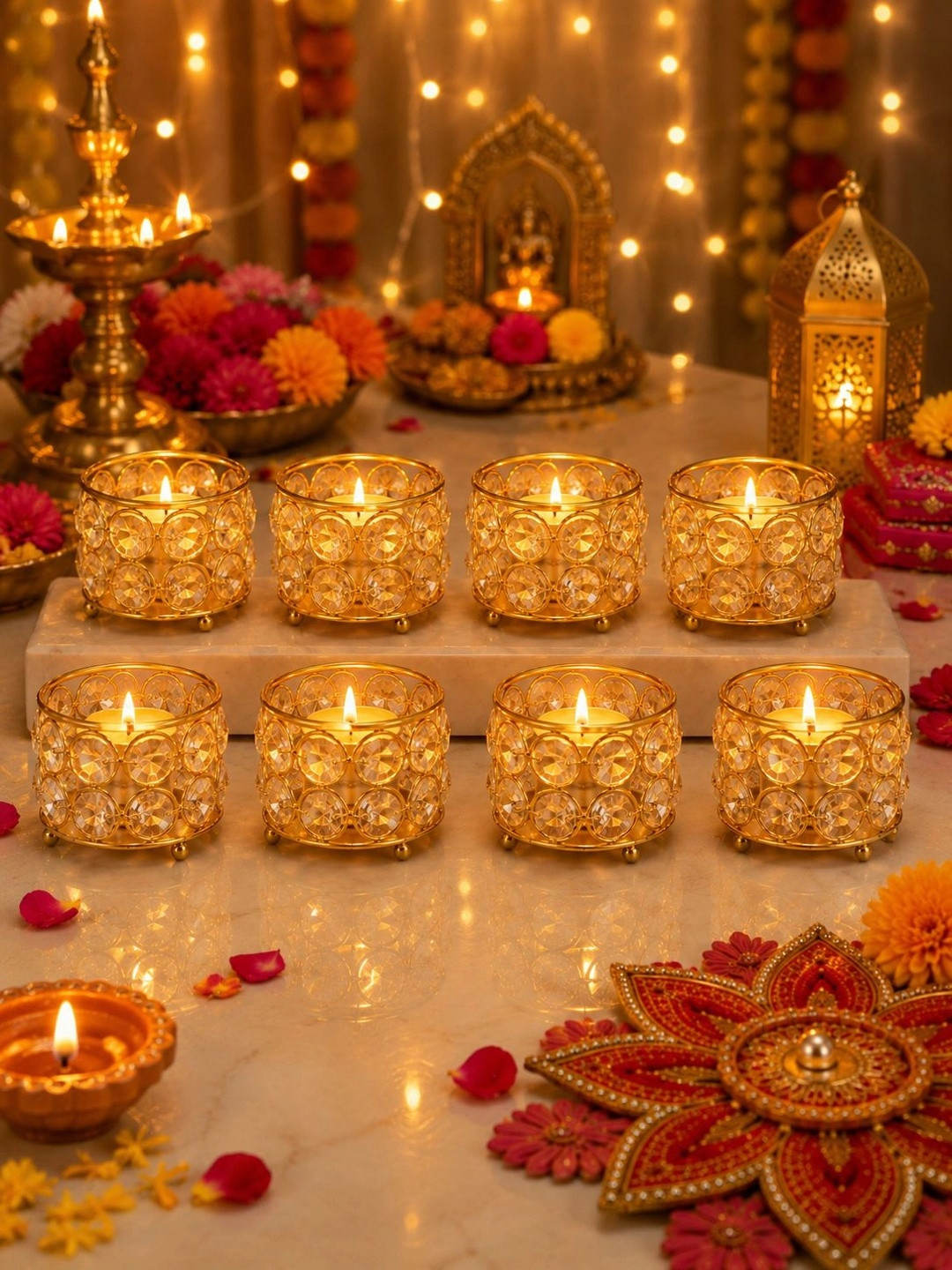 EasyERA Gold-Toned & White Candle Holder