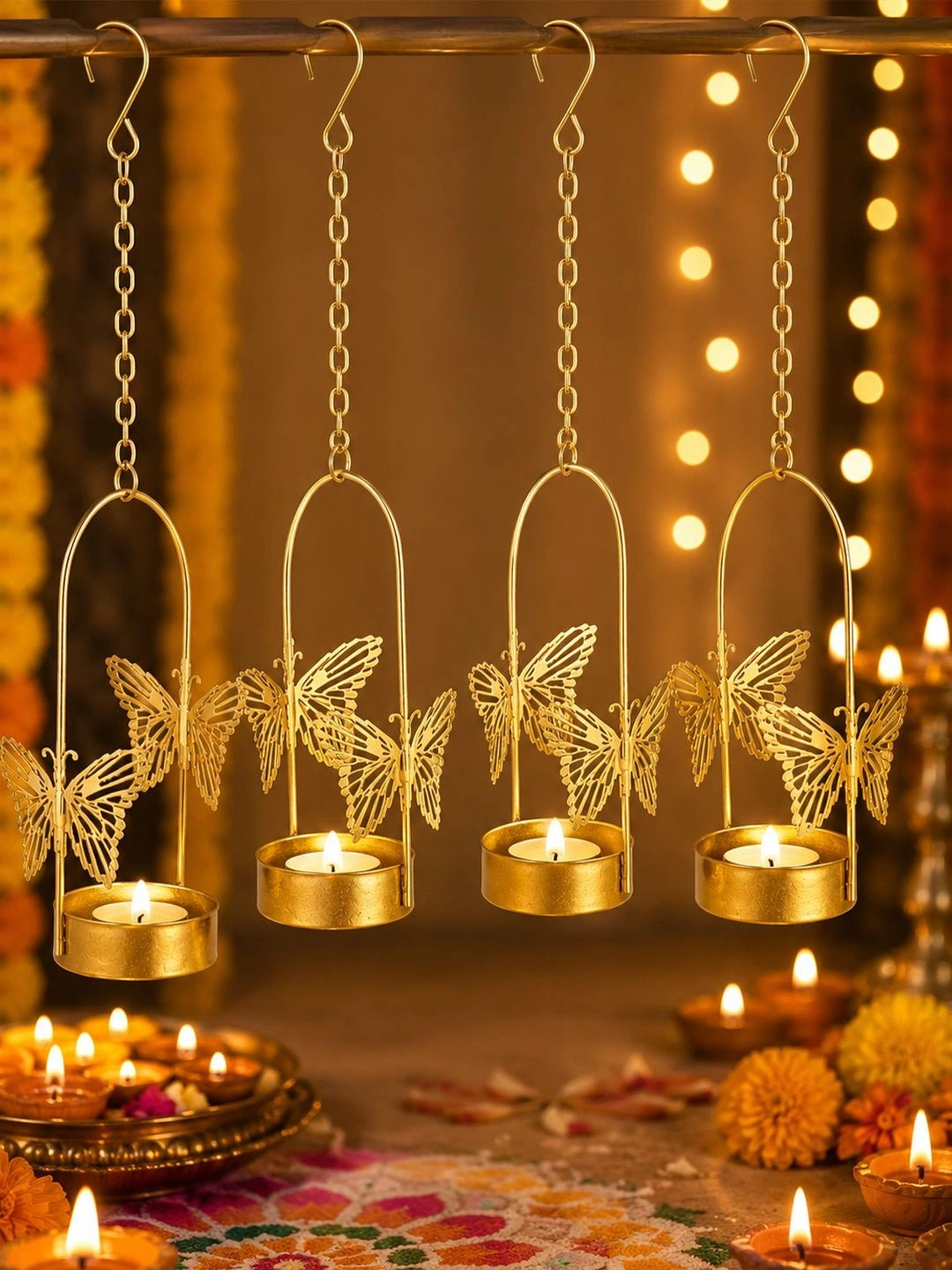 EasyERA Gold-Toned Set of 4 Candle Holder