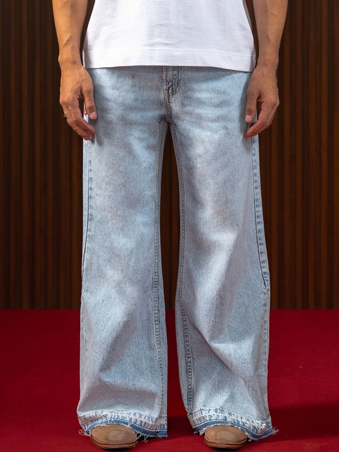 LOVEGEN Men Bootcut Mid-Rise Heavy Fade Jeans