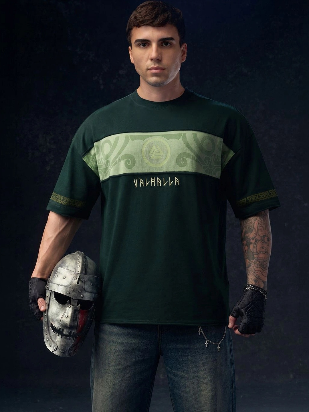 The Souled Store Men Printed Drop-Shoulder Sleeves T-shirt