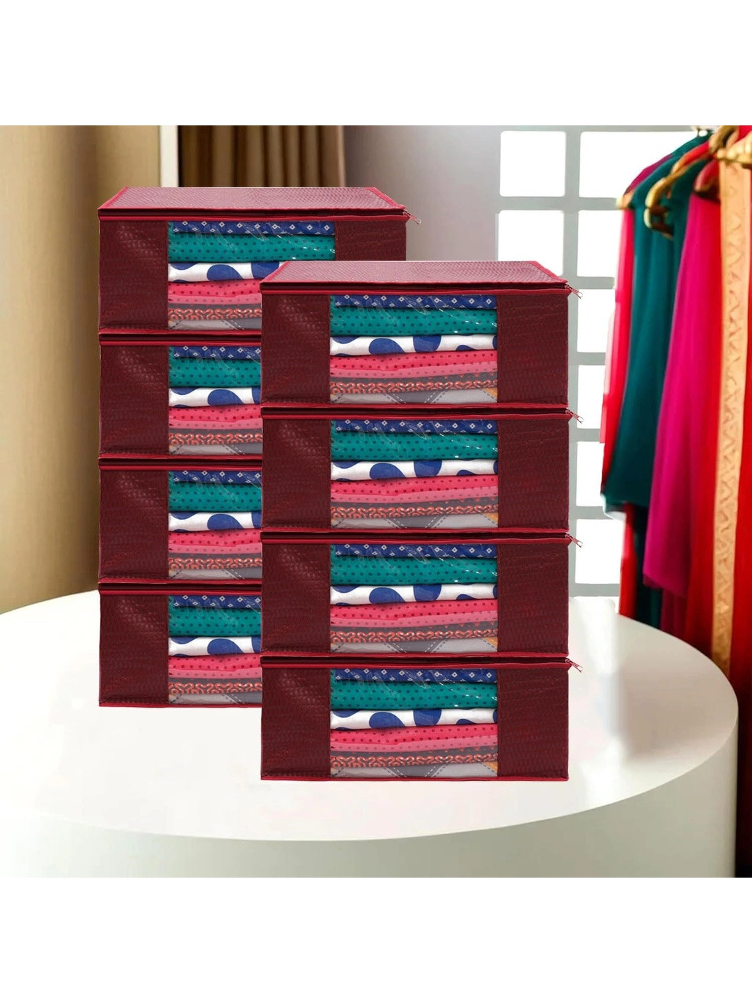 AARON INC Maroon Set of 6 Reusable Suit Organiser Organisers