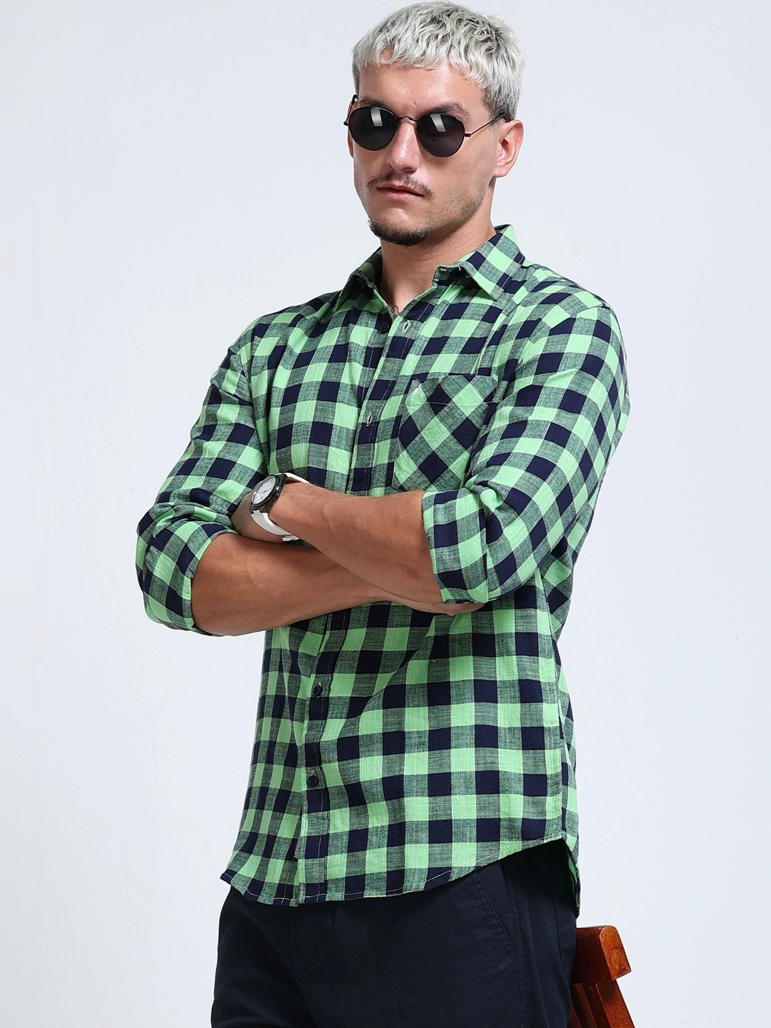 FashionDistrict Men Comfort Buffalo Checks Sheer Checked Casual Shirt