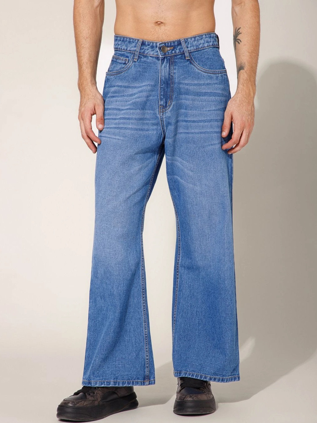 STUDIO NEXX Men Wide Leg Mid-Rise Jeans