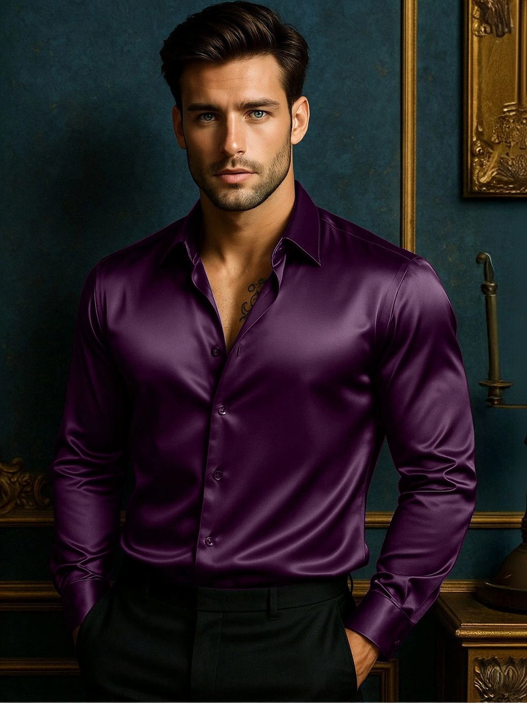 THE BIG ATTIRE Men Classic Party Shirt