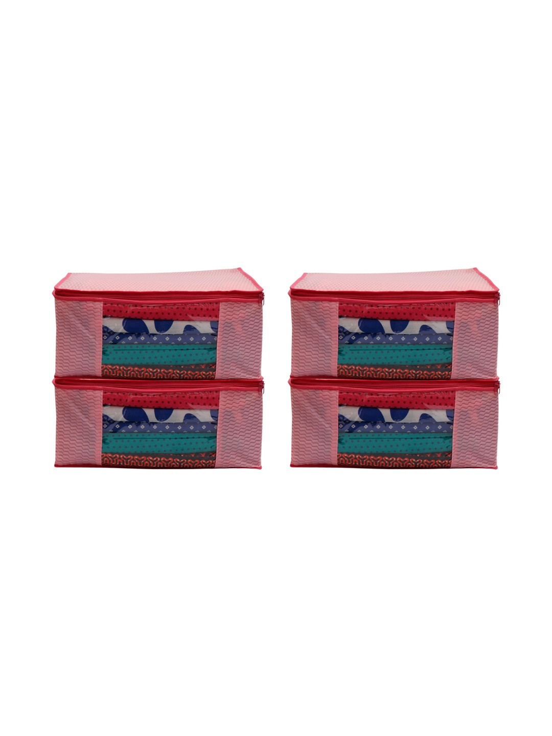ANKIT INTERNATIONAL Pink Set of 4 Reusable Sweater Bag Organisers