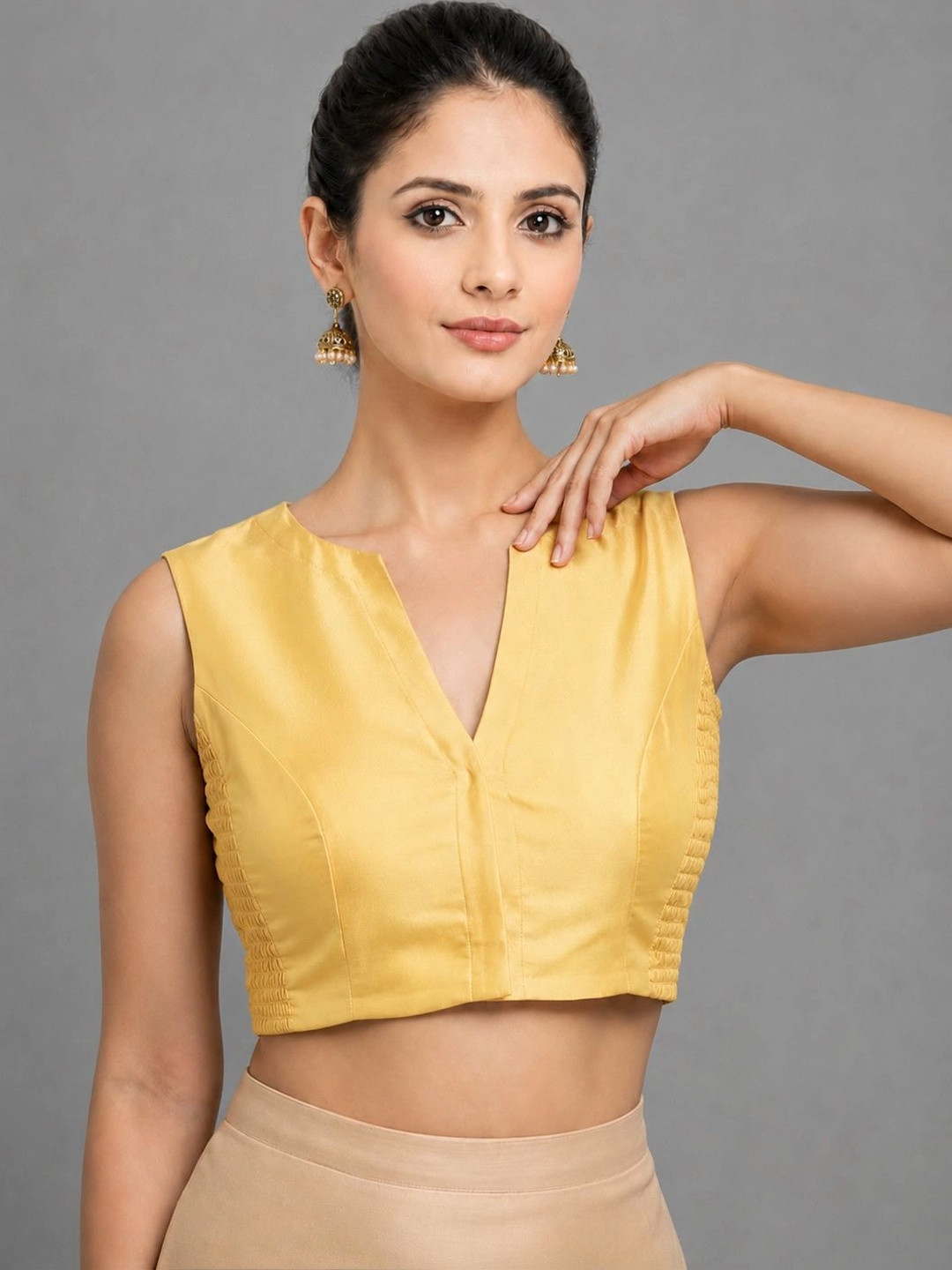 PUJIA MILLS Silk Solid Saree Blouse