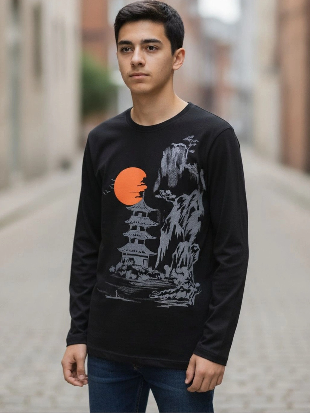 V-Mart Boys Printed Round Neck Long Sleeves T-shirt