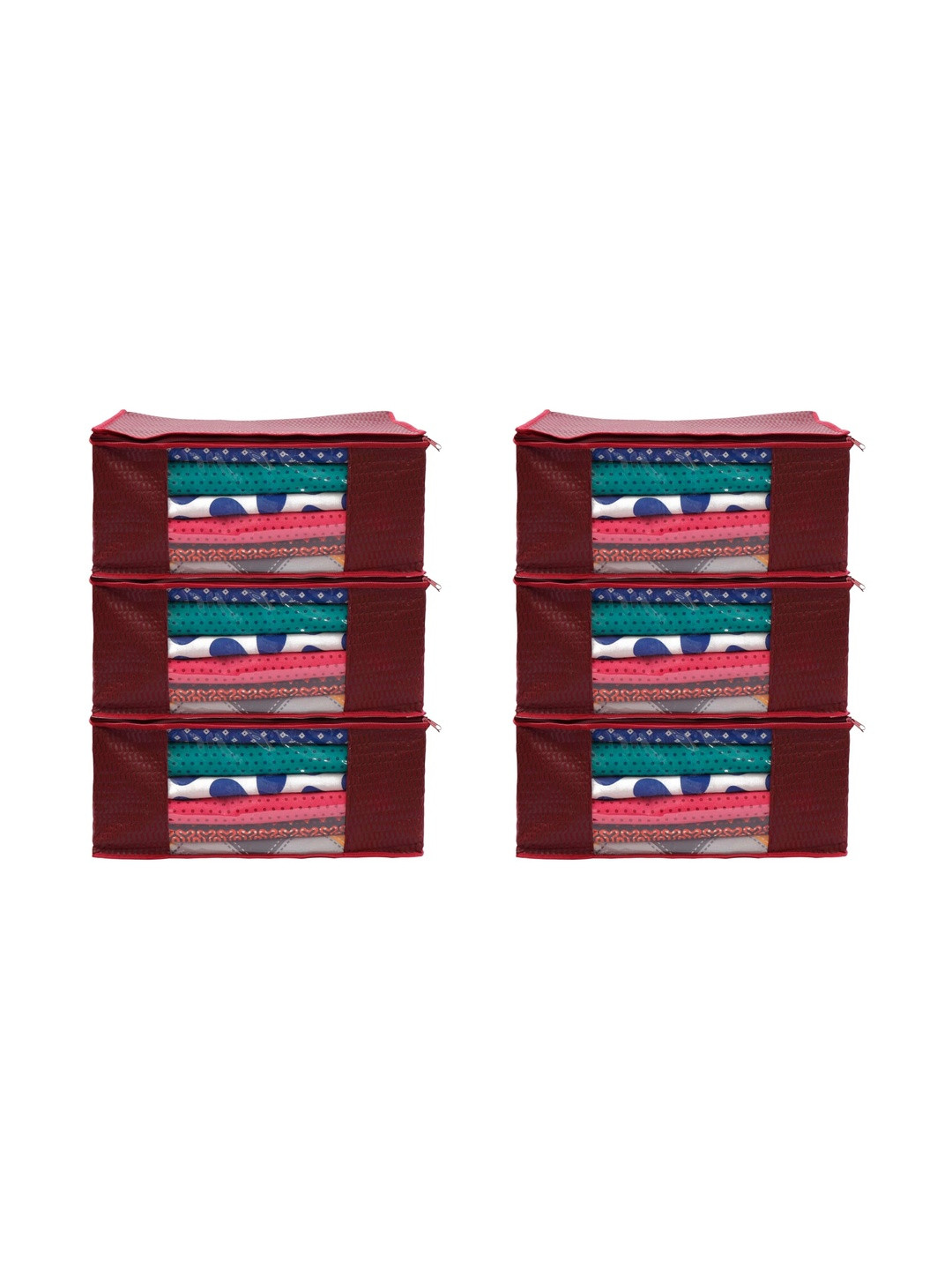 ANKIT INTERNATIONAL Maroon Set of 6 Reusable Sweater Bag Organisers