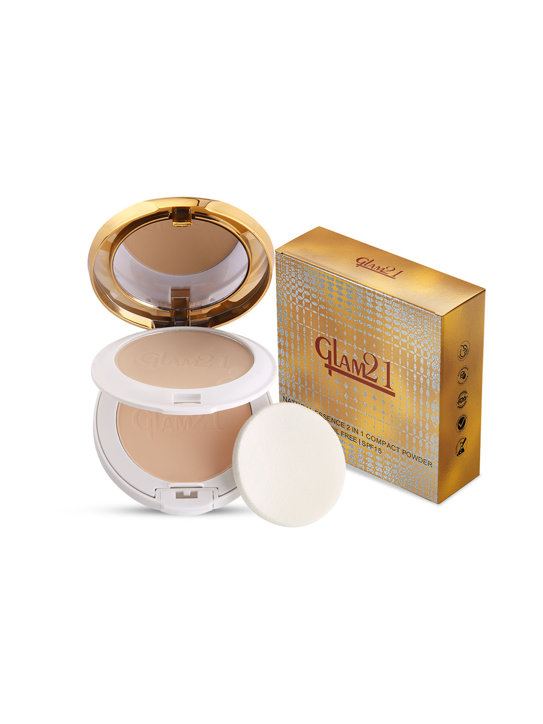GLAM21 Natural Essence Oil-Control 2-In-1 Vitamin-E Compact Powder 18 g - Porcelain