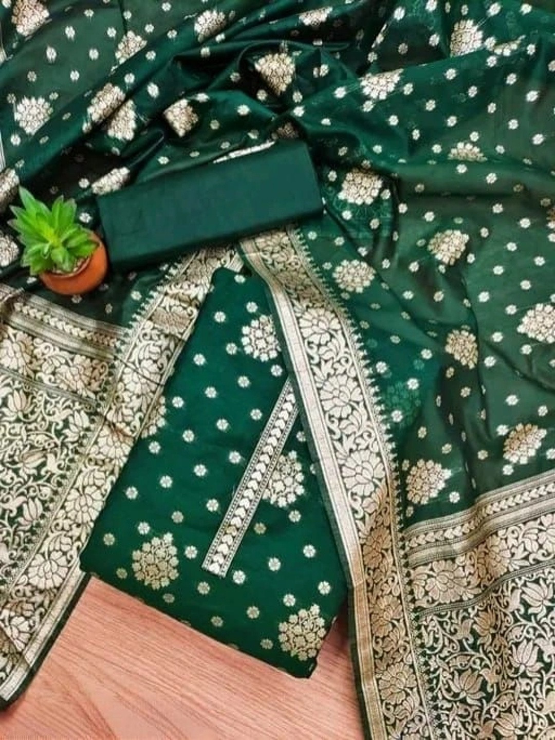 KALINI Art Silk Unstitched Dress Material