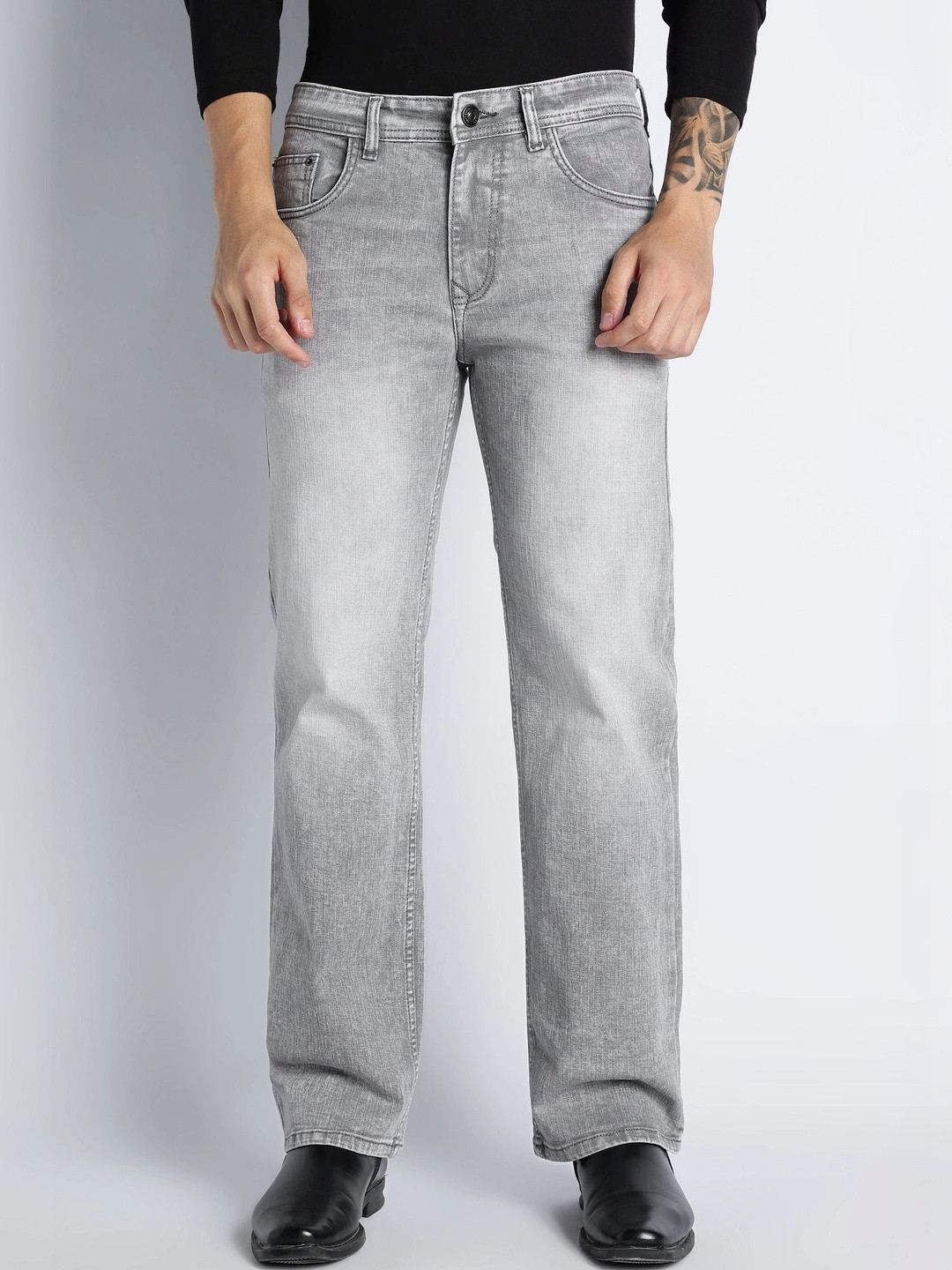 ONSYLE Men Straight Fit Mid-Rise Light Fade Stretchable Jeans