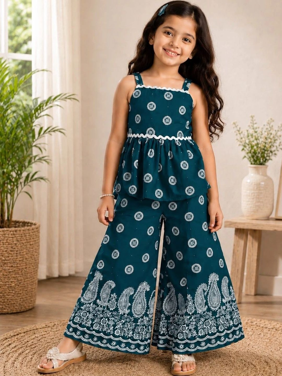 BAAQI Girls Printed Top with Palazzos