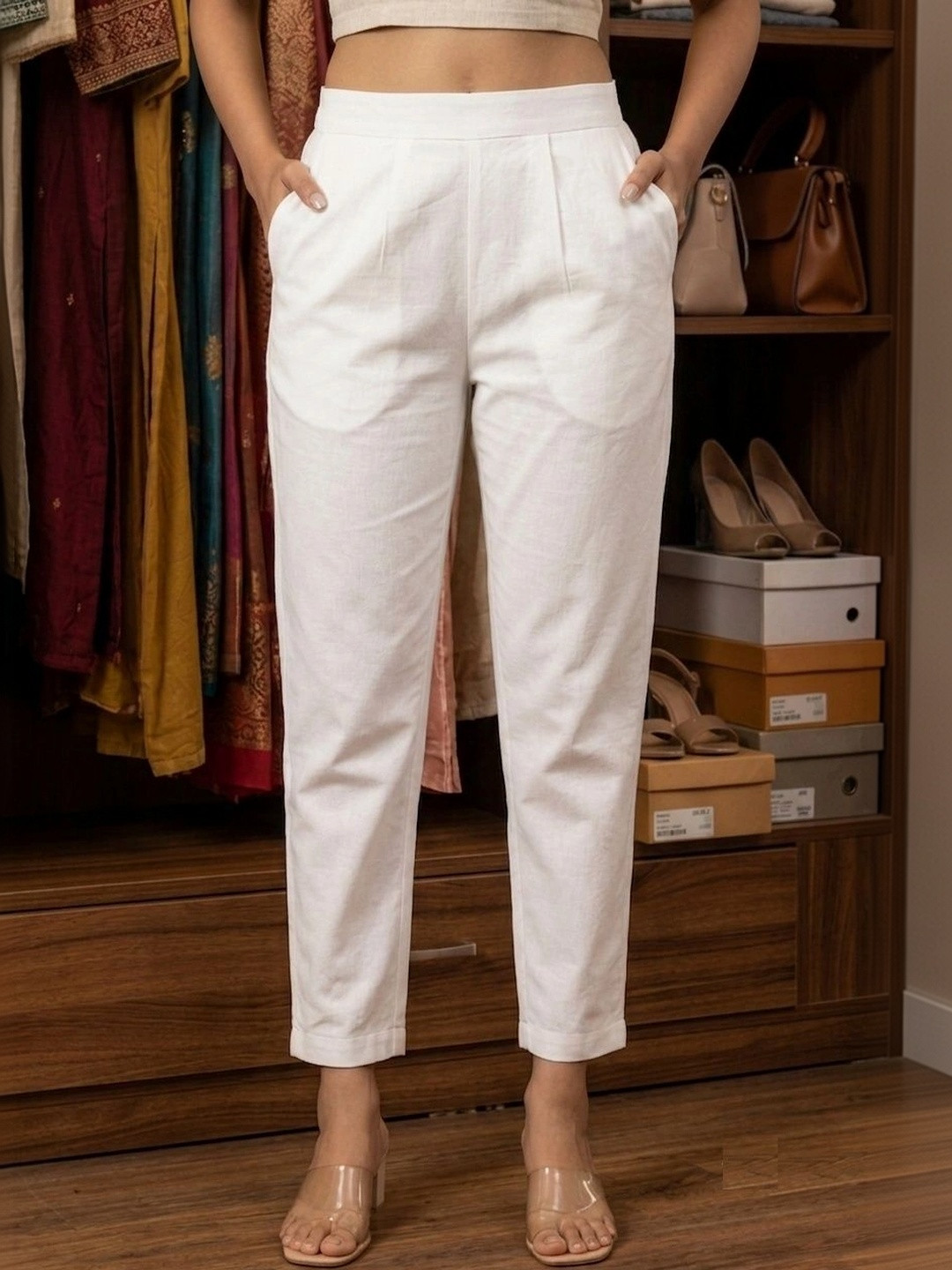 Shree Ji Women Tailored Easy Wash Pleated Trousers