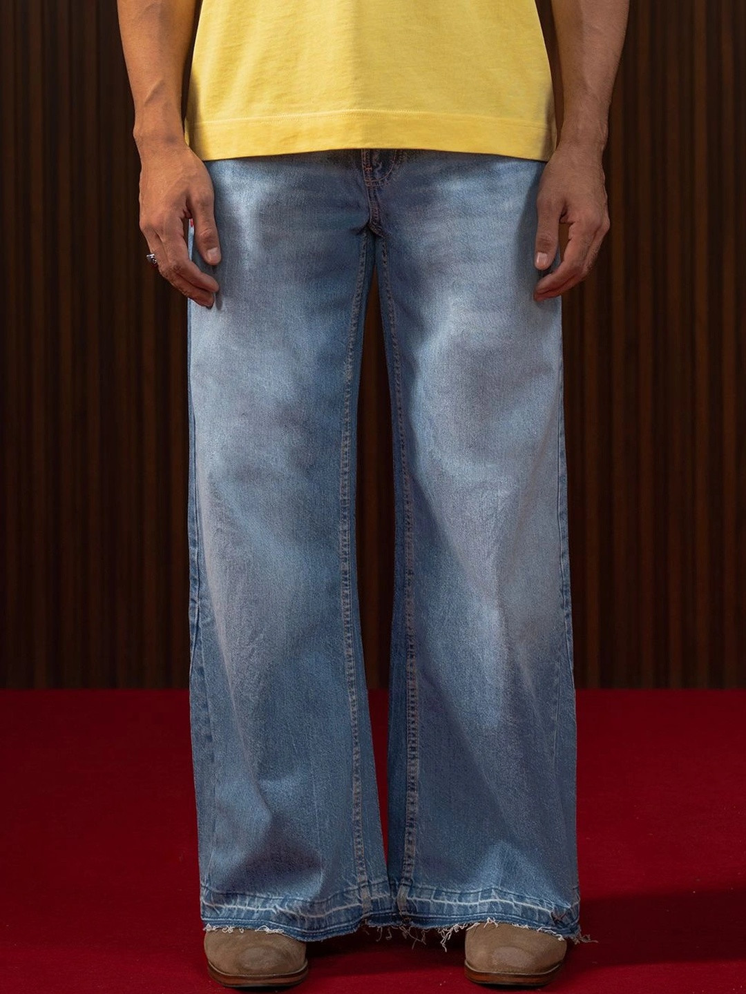 LOVEGEN Men Bootcut Mid-Rise Heavy Fade Jeans