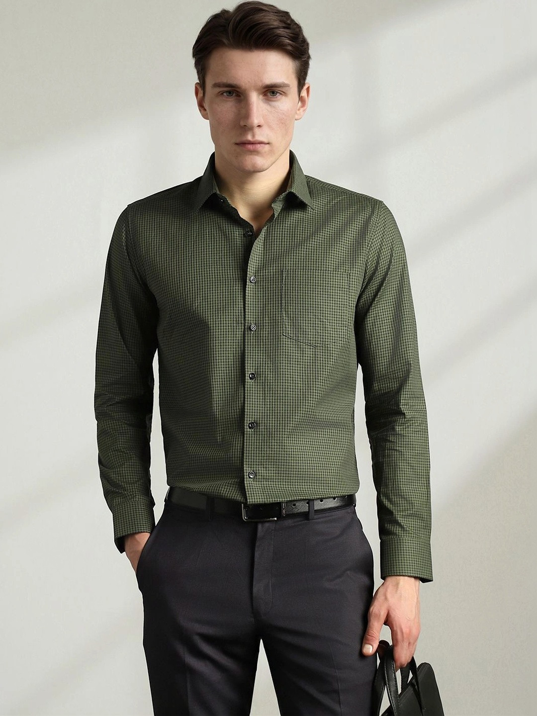 Van Heusen Slim Fit Micro Checks Cotton Formal Shirt