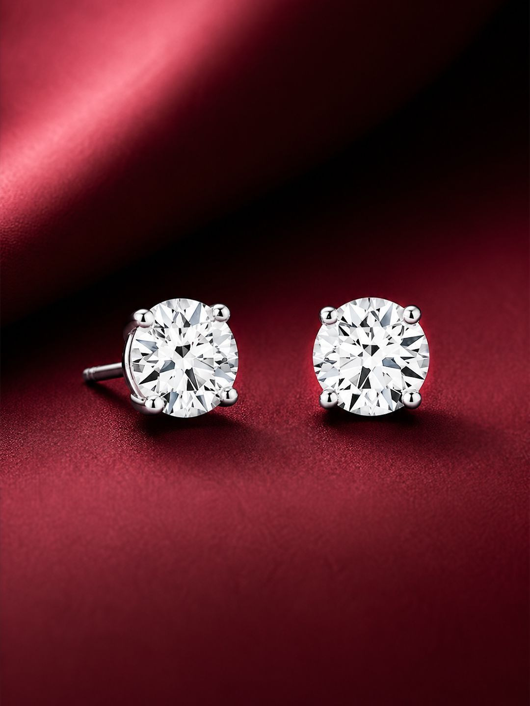 Caratiro Women 925 Sterling Silver Round Cut Solitaire Moissanite Stud Earrings