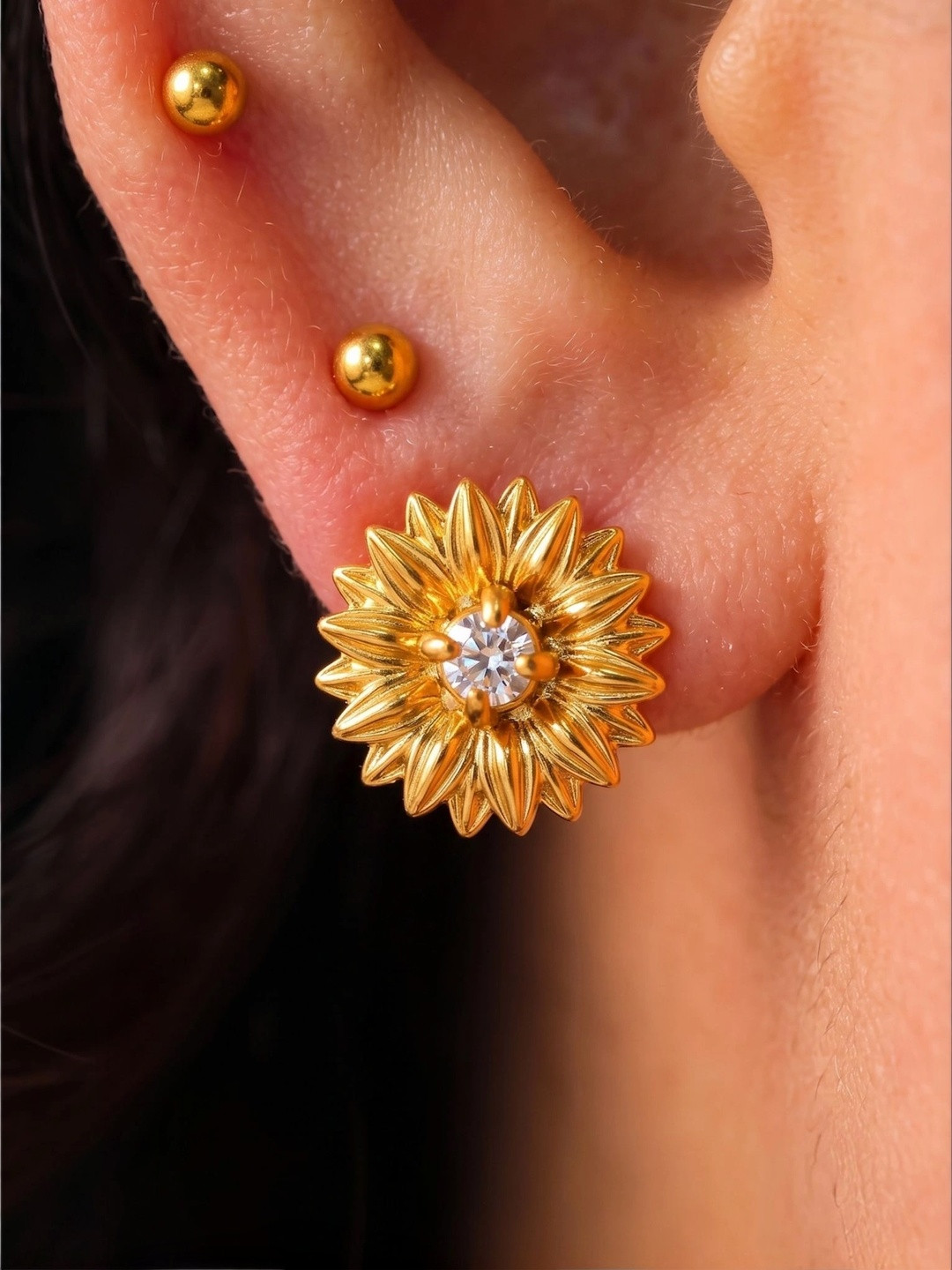 PEACHY LOVE Stainless Steel Anti-Tarnish 18K Gold Plated Earrings